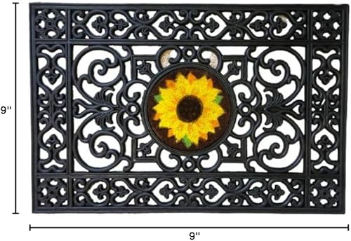 Miniatura 2 de Inserto redondo de girasol de 9 pulgadas para felpudo de 2 x 3 pies, se adapta a Calloway Mills 160012436 Felpudo
