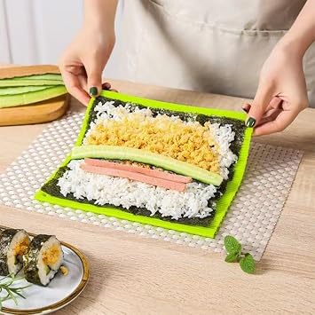 Sushi Making Kit, Non-Stick Silicone Sushi Mat, Easy-Clean Rolling Mat for Beginners & Kids