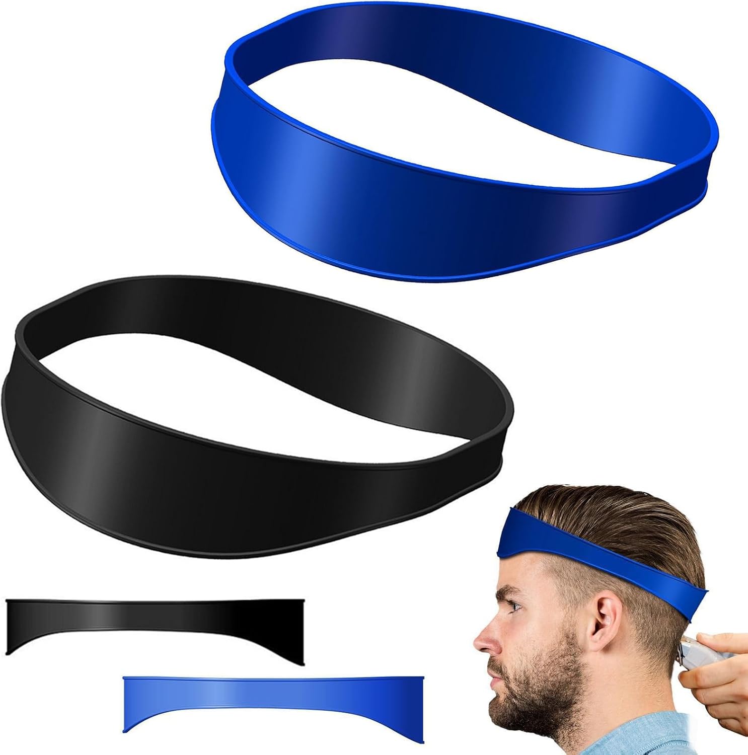 2Pcs Siliconen Kapsel Band Kapper Haar Snijden Hals Scheren Sjabloon Flexibele Gebogen Diy Self Haircutting Tool Haar Trimmen Gids Voor Man