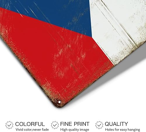 Miniatura 3 de Letrero de metal con bandera nacional de la República Checa regalo rústico de aluminio con diseño retro letrero patriótico envejecido letrero de