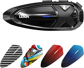 LEXIN GTX Motorcycle Bluetooth Headset, 10 Riders Helmet Intercom Communication Systems, Support Audio Multitasking, Noise Cancellation, IP67 Waterproof, Fast Charging, Universal Pairing, Single Pack