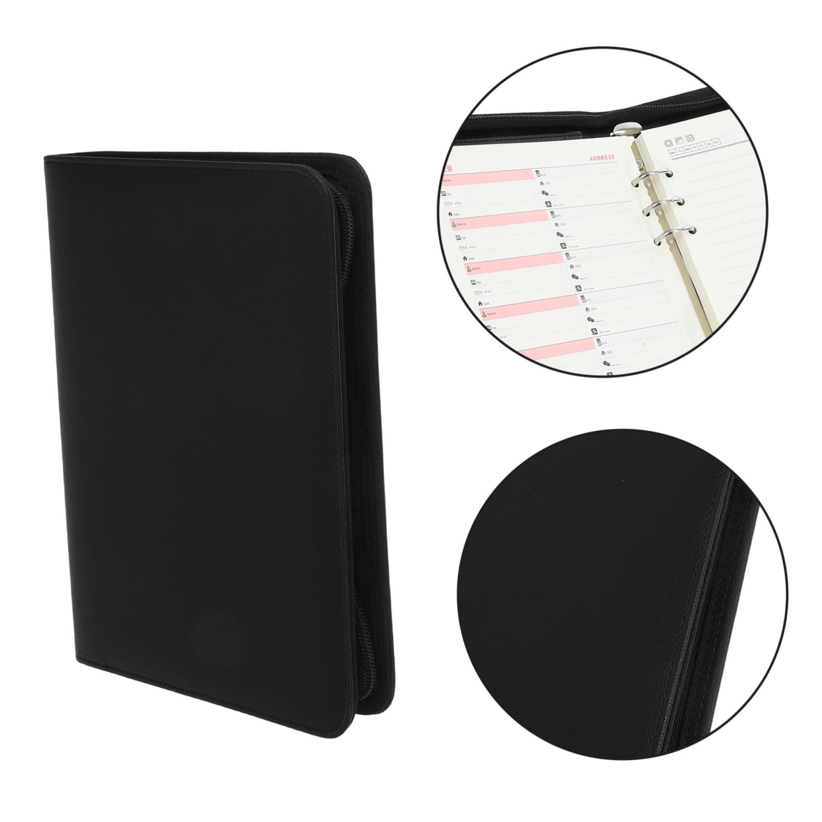 Organizador Carpeta de Chequera Pu Tamaño A5 Cremallera, Portafolios para Documentos Resistente, Carpeta de Negocios para Oficina y Viaje, Adecuado para Profesionales
