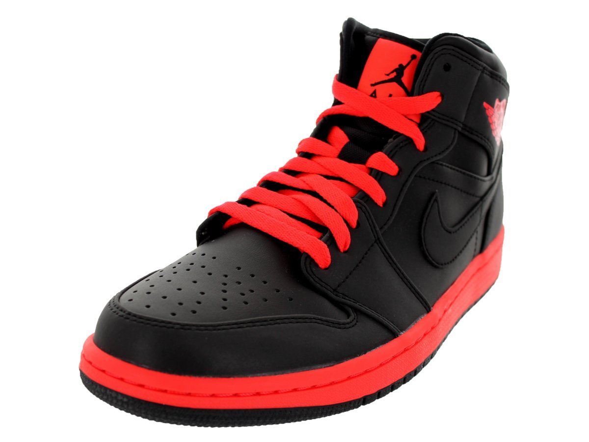 Jordan Nike Men's Air 1 Mid Black/Infrared 23 Basketball Shoe
