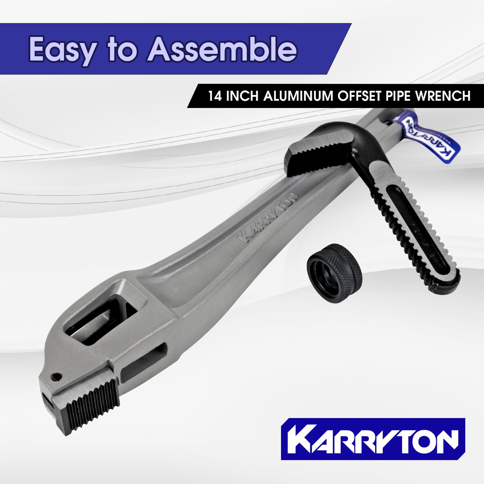 Llave de tubo de aluminio de 14 pulgadas, capacidad de mandíbula ajustable de 3 pulgadas/76 mm, llave de fontaneros con mango de aluminio resistente con mandíbula de acero forjado (CR-V),
