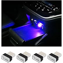 Augeny 4 PCS USB LED Car Interior Atmosphere Lamp, Plug-in USB Decor Night Light, Portable Auto Ambient Lighting Kit, Universal Vehicle Interior Accessories for Most Cars (Blue)