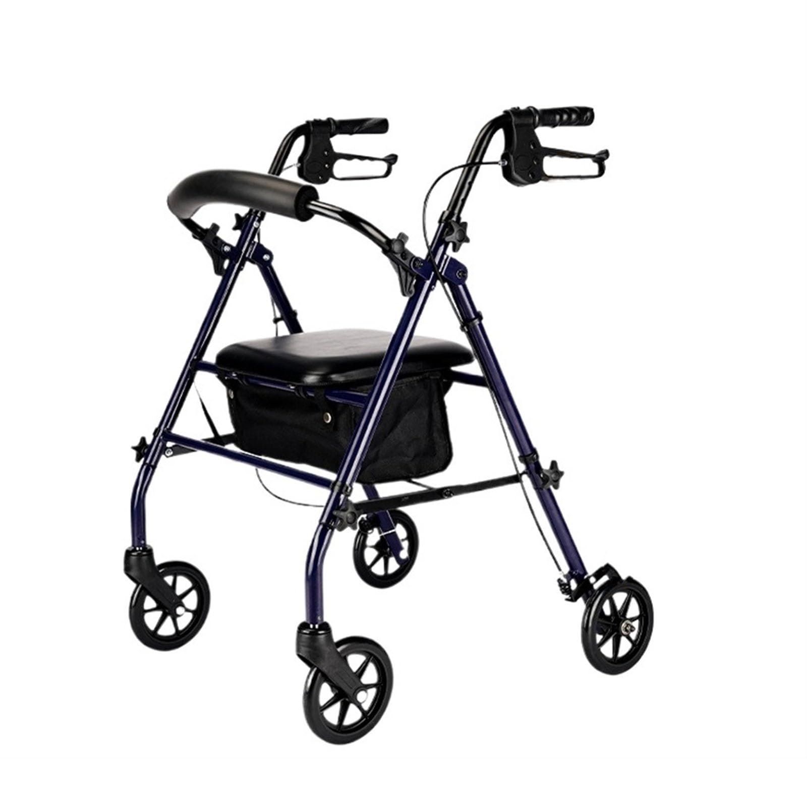 Andador para Ancianos Andador con Ruedas de 4 Ruedas con Asiento, Andador con Ruedas de Aluminio, Altura Ajustable, Ligero, Plegable, con Soporte for Cesta Andador Ligero
