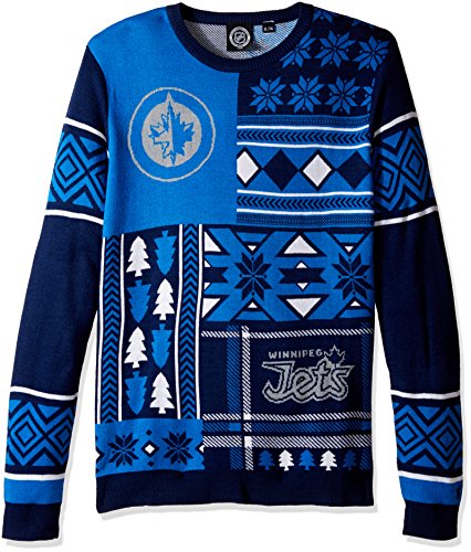 FOCO Winnipeg Jets Patches Ugly Crew Neck Sweater Small