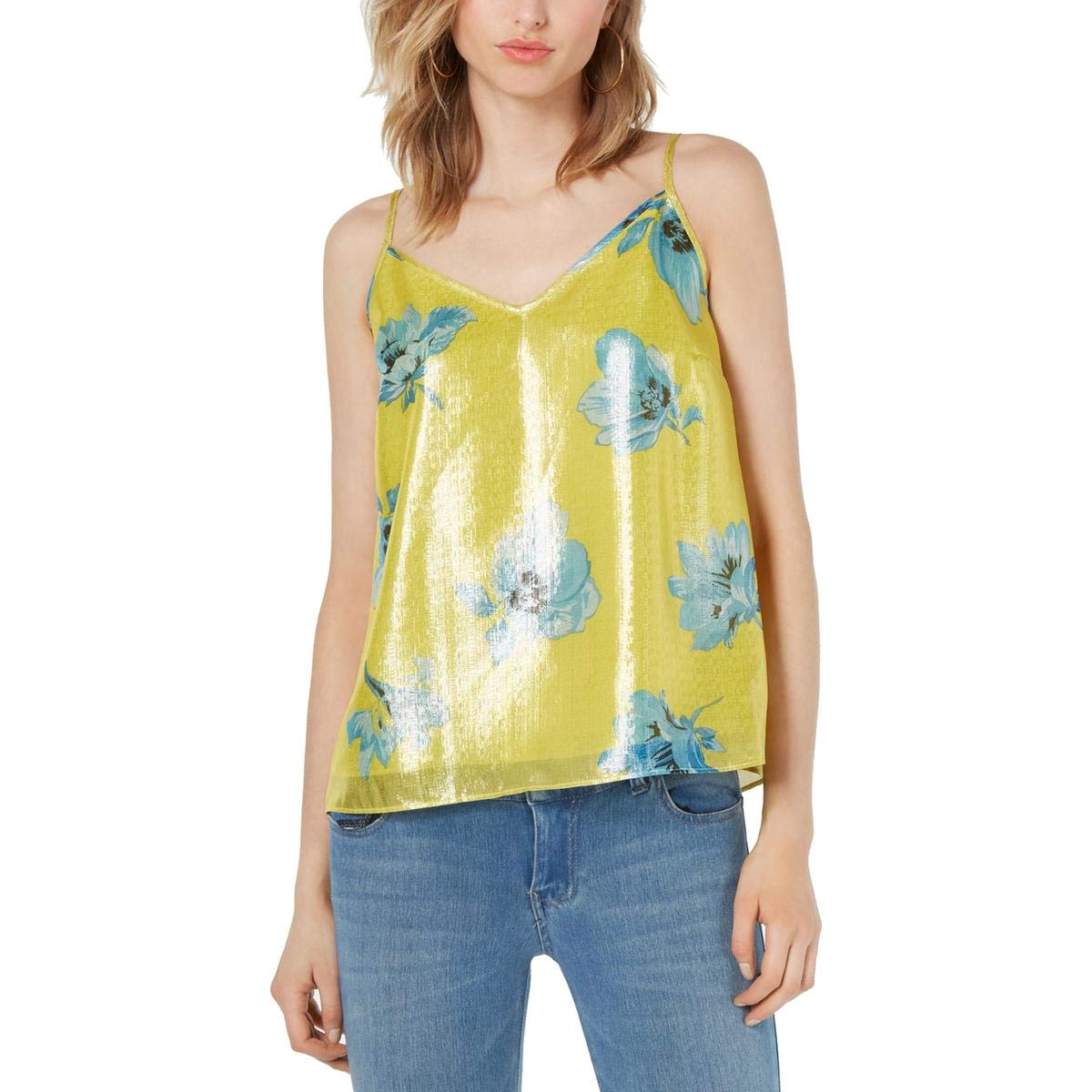 Bar III Women's Sleeveless Printed Shine Top