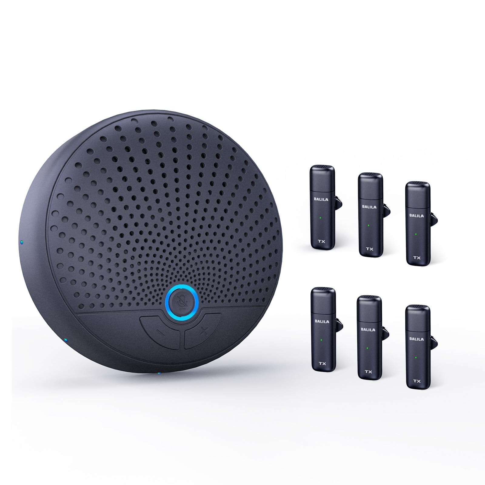 Conference Speaker and Microphone Wireless Mics, 360° Voice Pick up&amp;AI Noise Reduction USB Speakerphone fits 4 Compatible with Leading Platforms for Large Call Meeting,Zoom,Home Office