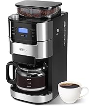 Gevi 10-Cup Drip Coffee Maker with Built-in Burr Grinder &amp; Programmable Timer, 1.5L Water Tank, Auto Keep-Warm, Reusable Filter - Fresh Ground Coffee Machine (Black)