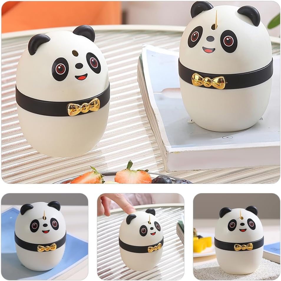 Luxshiny Cute Panda Toothpick Holder Dispenser Automatic Toothpick Box Pop-up Design Kitchen Table Accessory