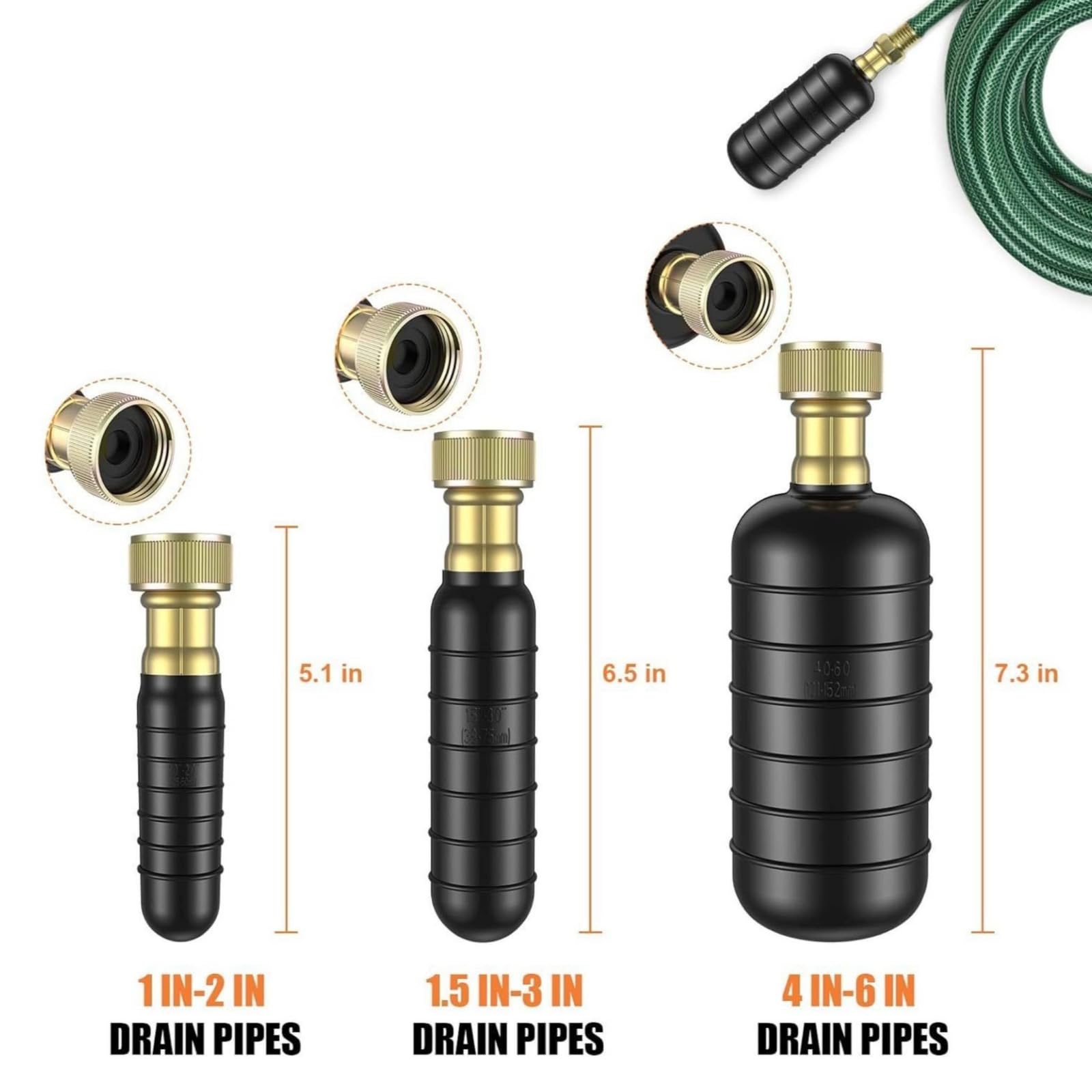 KESOTO Flexible Drainage Hose Assembly avec Raccords en Laiton et Adaptateur Robinet pour Évier Cuisine Lavabo Jardin Arrosage Connexion Robinetterie, Noir