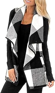 Cardigan Da Donna Gilet Taglia a Taglia Quadri Caldi Taglie Comode Giacca In Cashmere Casual Risvolto Senza Maniche Parka Capispalla Plaid Giacca Autunnale Aperta Cappotto Giacca Invernale Oversize