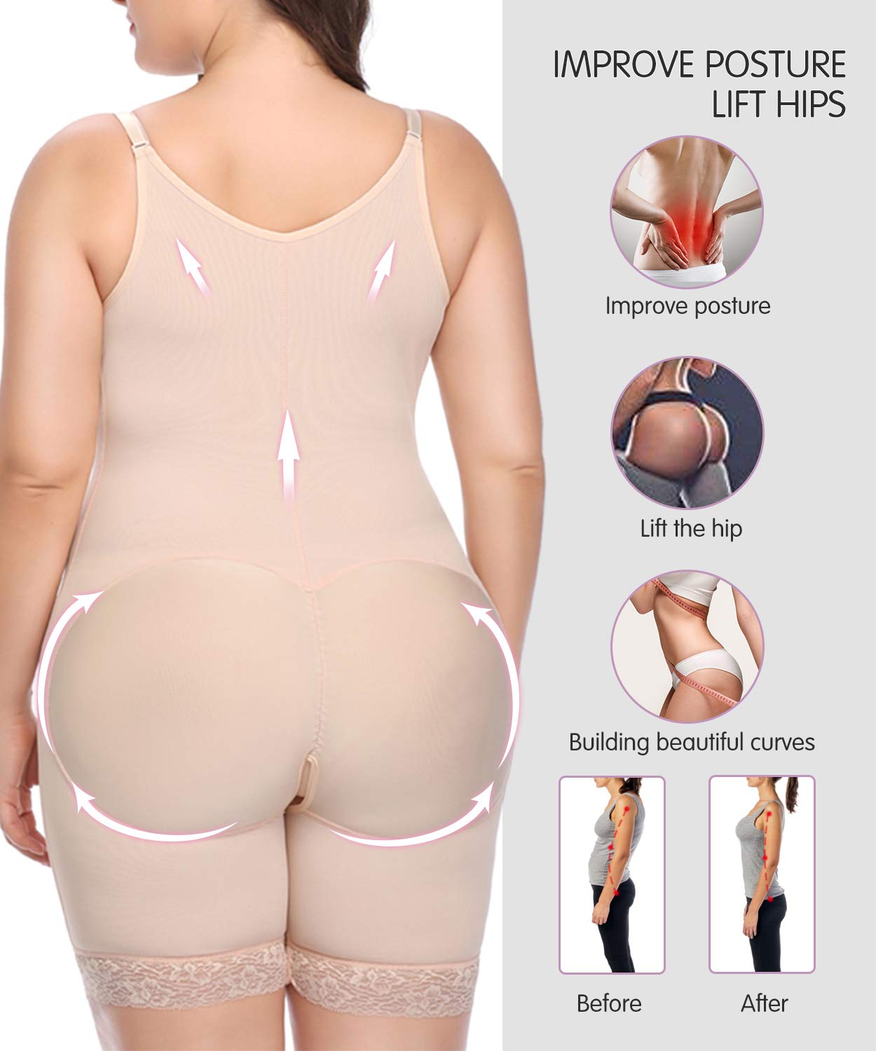 Fajas Reductoras Mujer Body Reductor Colombianas Moldeadora Shapewear Control de Abdomen Bodysuit Posparto Pantalón Corsé Body Shaper