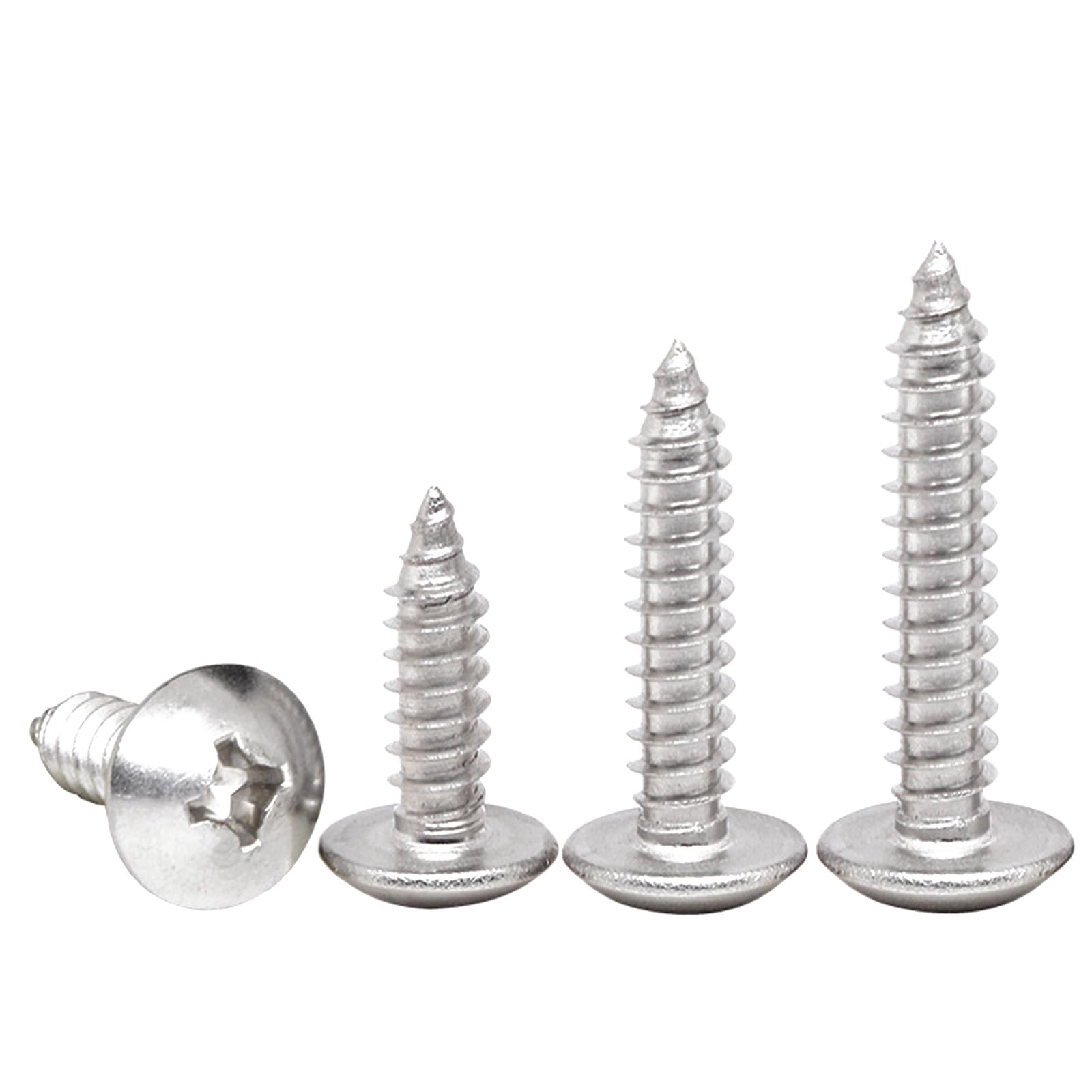 BACSHBY 20 Pcs M5x60mm Self-Tapping Wood Screws Stainless Steel Mushroom Head Set Sheet Metal Nails Full Thread Silver Furniture Machinery Screws