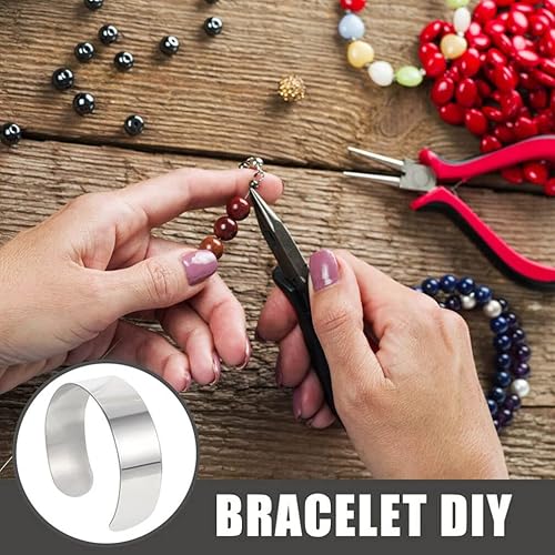 Miniatura 8 de Milisten Pulsera de cuero, 8 piezas, pulsera en blanco de acero inoxidable, anillo de núcleo en blanco, ajustes, pulsera para hacer joyas de