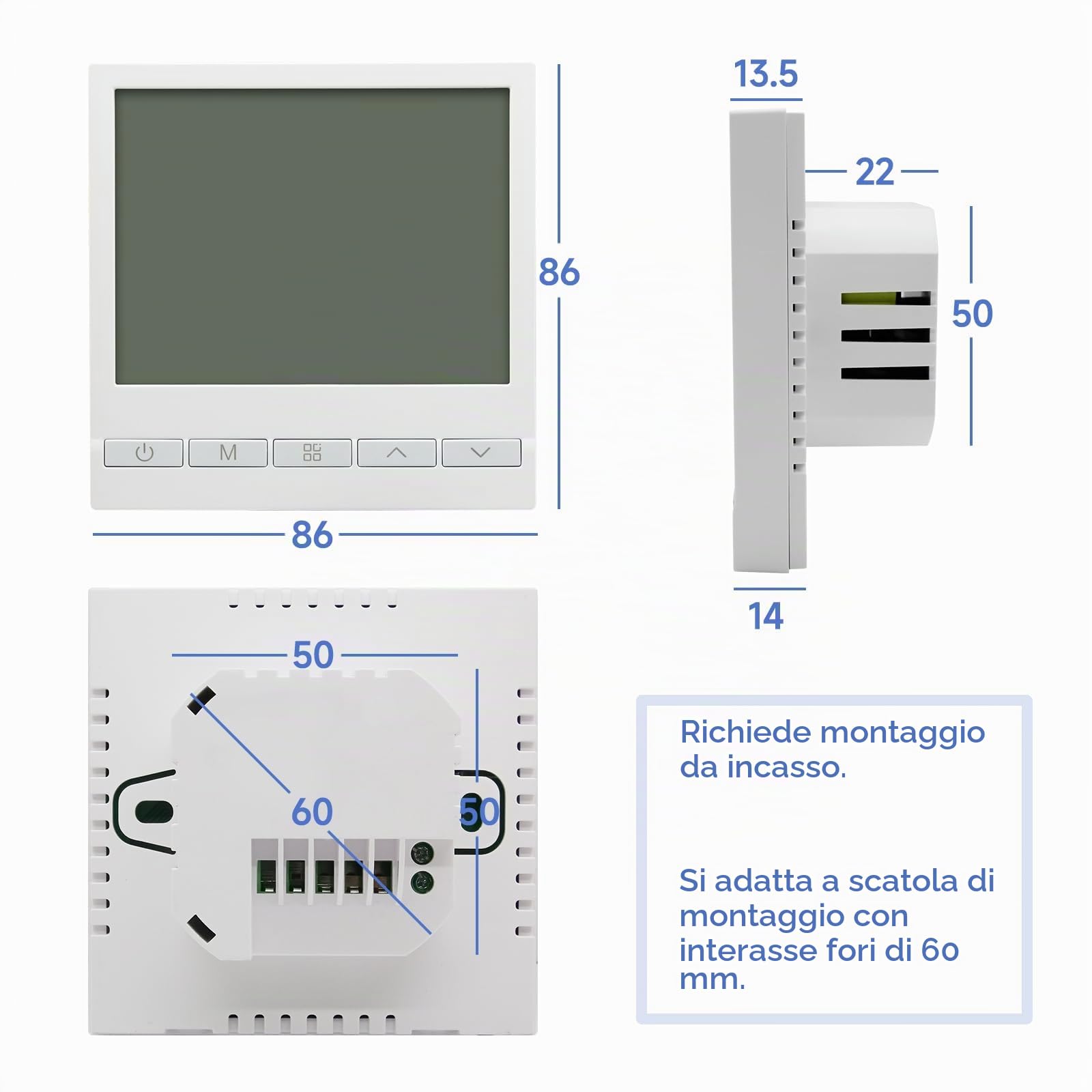 BEOK CONTROLS termostato per riscaldamento termostato ambiente programmabile termostato digitale a parete per riscaldamento acqua riscaldamento a pavimento 3A TOL47WP
