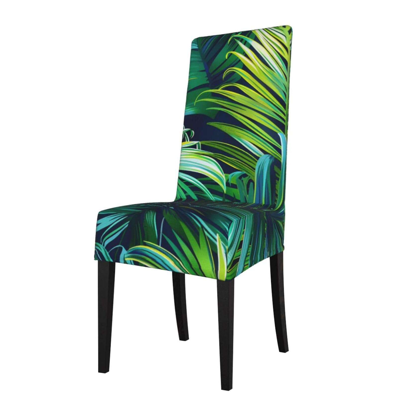 WPKJU Tropical Palm Leaves Print Dining Chair Covers Removable Chair Seat Covers Decorative for Kitchen & Bar Stools