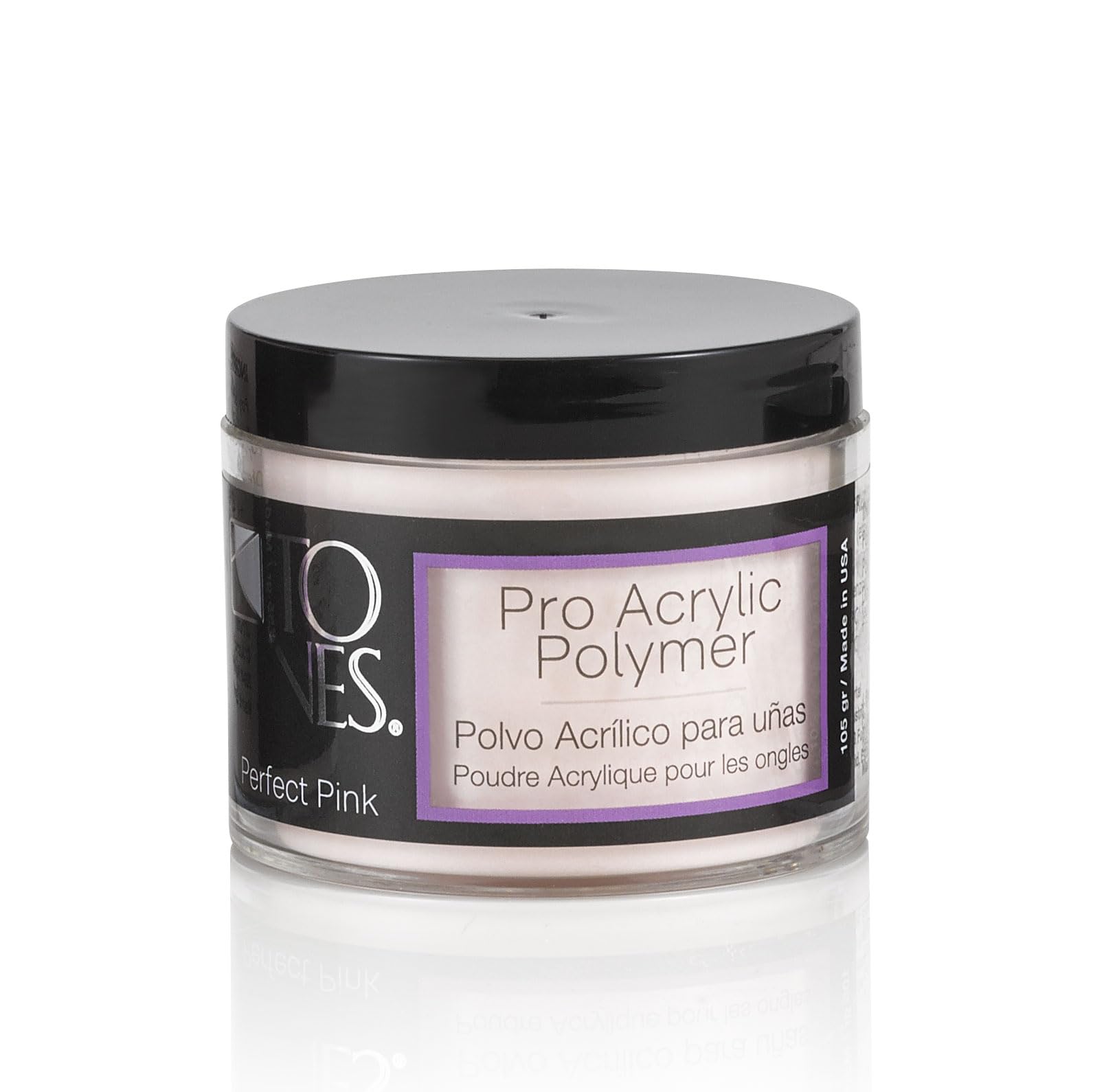 Tones Pro Acrylic Nail Powder, Perfect Pink (Soft Pastel Pink), (3.5 Fl Oz) - Long-Lasting & Non-Yellowing Polymer for Salon Quality Nail Extensions & 3D Art