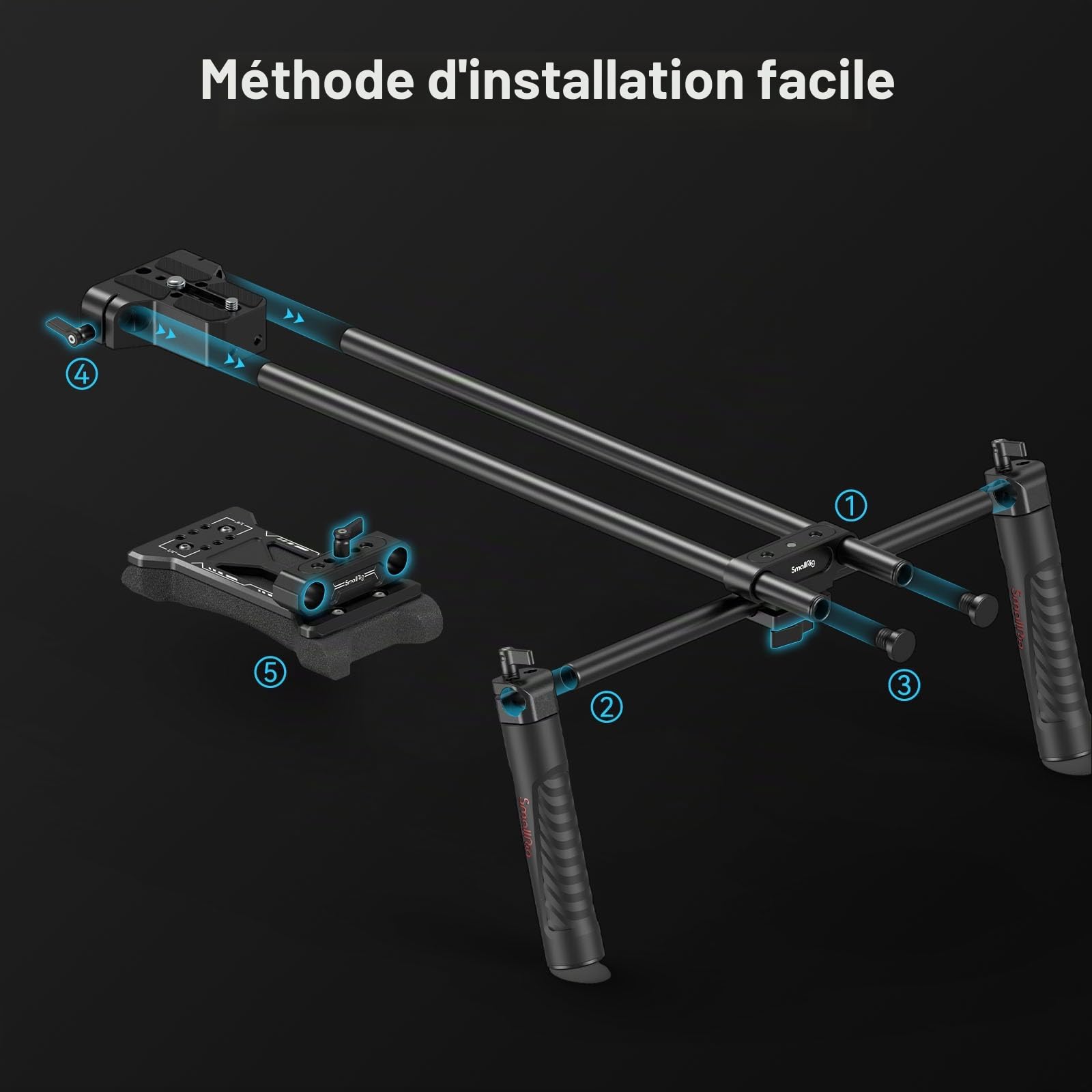 (Amélioré) SMALLRIG Kit de Plate-Forme d'Épaule Universelle, Camera Shoulder Rig, Système de Support de Tige de 15mm, Stabilisateur de Caméra pour Caméscope DSLR, pour la Réalisation de Films - 2896C