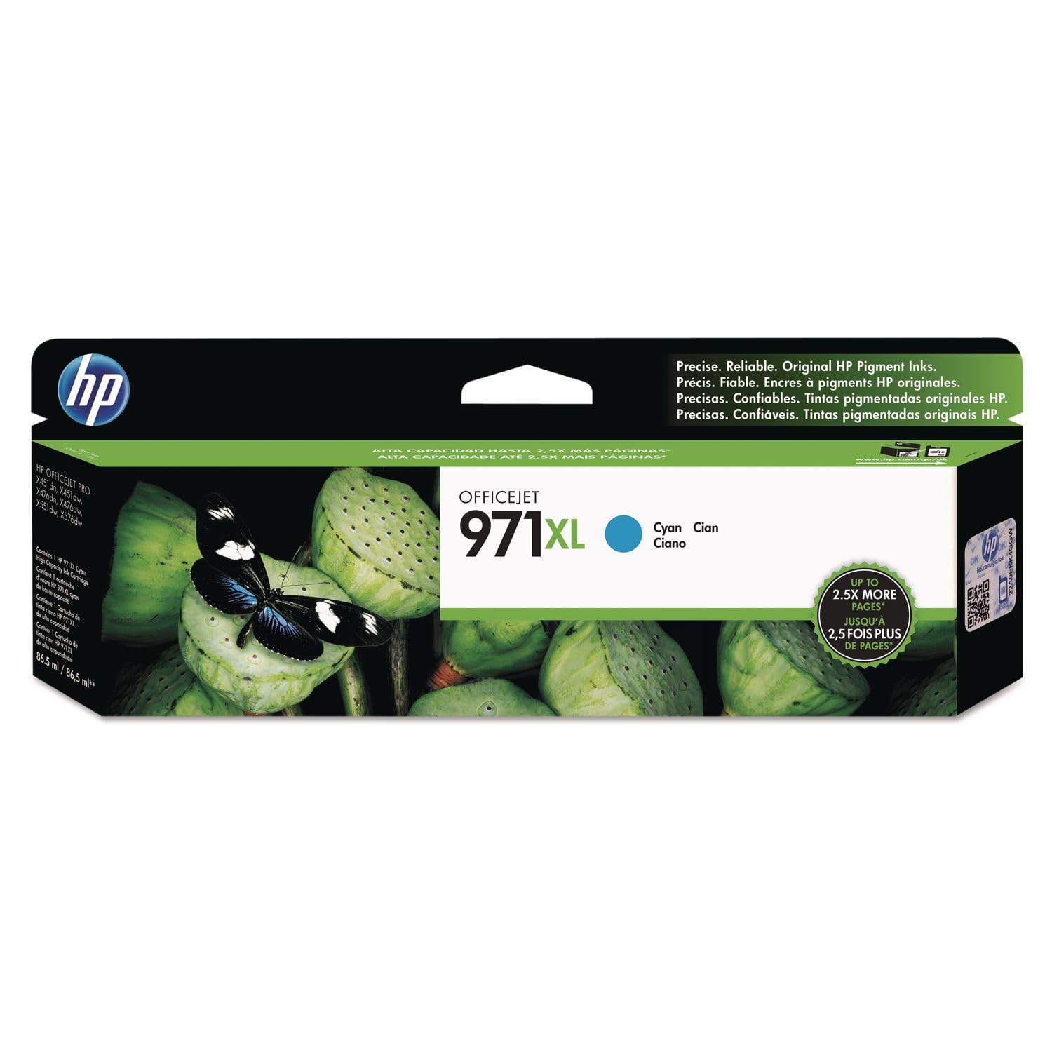 HP 971X | PageWide Cartridge High Yield | Cyan | Works OfficeJet Pro X451, X476, X551, X576 | CN626AM