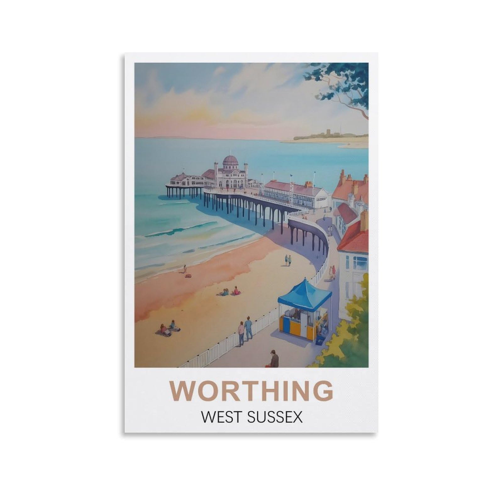 EZMLFA Diamond Art Kits Adults,Worthing West Sussex,5D Dimond Picture, Crystal Gem Art Crafts for Boys Girls, DIY Mosaic Creations Set for Home Decor 50x60cm