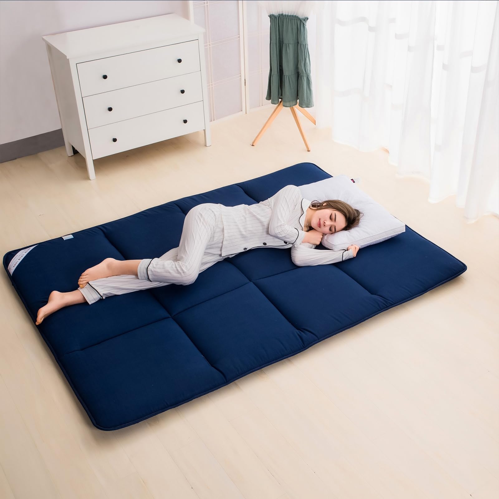 Colchón De Espuma De Memoria Colchón De Piso Japonés, Colchón De Futón Suave Tatami Japonés, Colchón Enrollable, Colchón Portátil De Futón para Tienda De Campaña,Gris,120 * 200cm