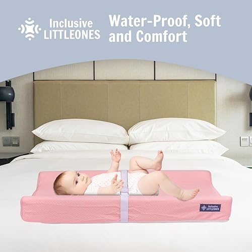 Miniatura 2 de Cambiador de pañales para bebé, suave, impermeable, parte inferior antideslizante, correas de seguridad y diseño ergonómico contorneado, funda de