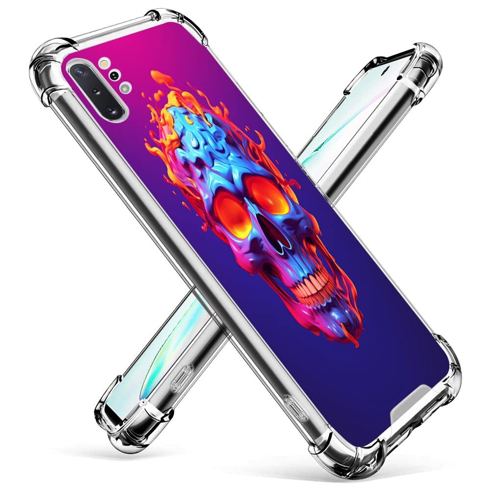 DAFEI Transparent Phone Case for Samsung Galaxy Note 10+ with Skulls Designer Art55 Pattern Clear Four-Corner Airbag Reinforced Anti-Scratch and Shock-Proof Protective Phone Cover