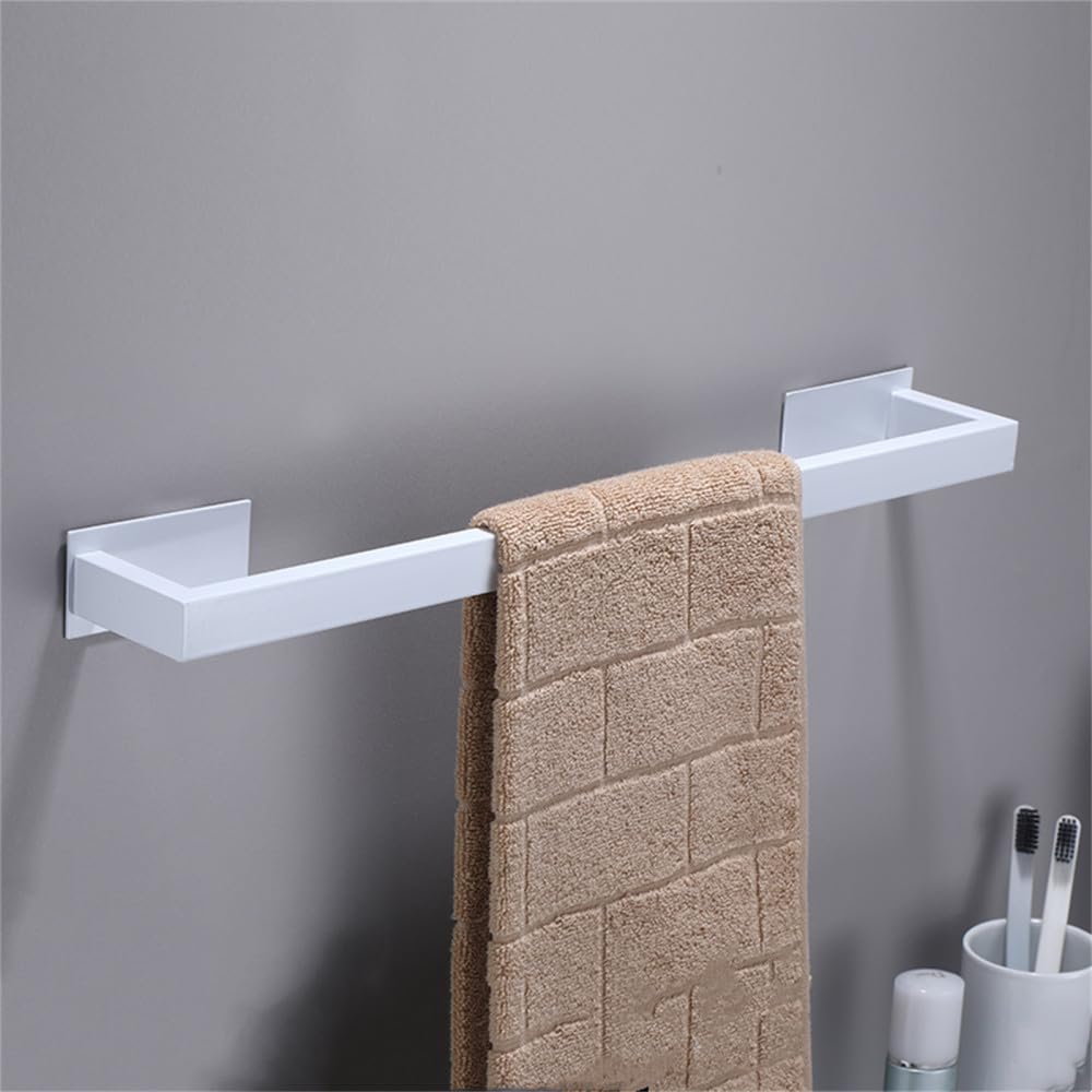 LCANALLYMS Wall hooks, Coat Hook Bathroom Hooks White Hardware Set Paper Holder Towel Rack Robe Bar Stainless Steel Accessories Without Nails(50cm Single Shot)