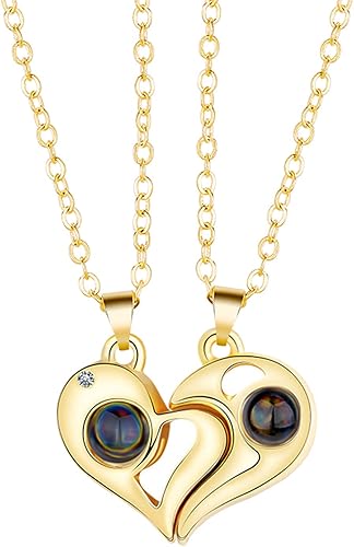 Collar magnético para parejas para él y ella collar con texto en inglés I Love You collar magnético en 100 idiomas pulseras para mujeres hombres