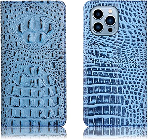 Étui en cuir véritable crocodile pour iPhone 14 Pro Max avec porte-cartes élégant