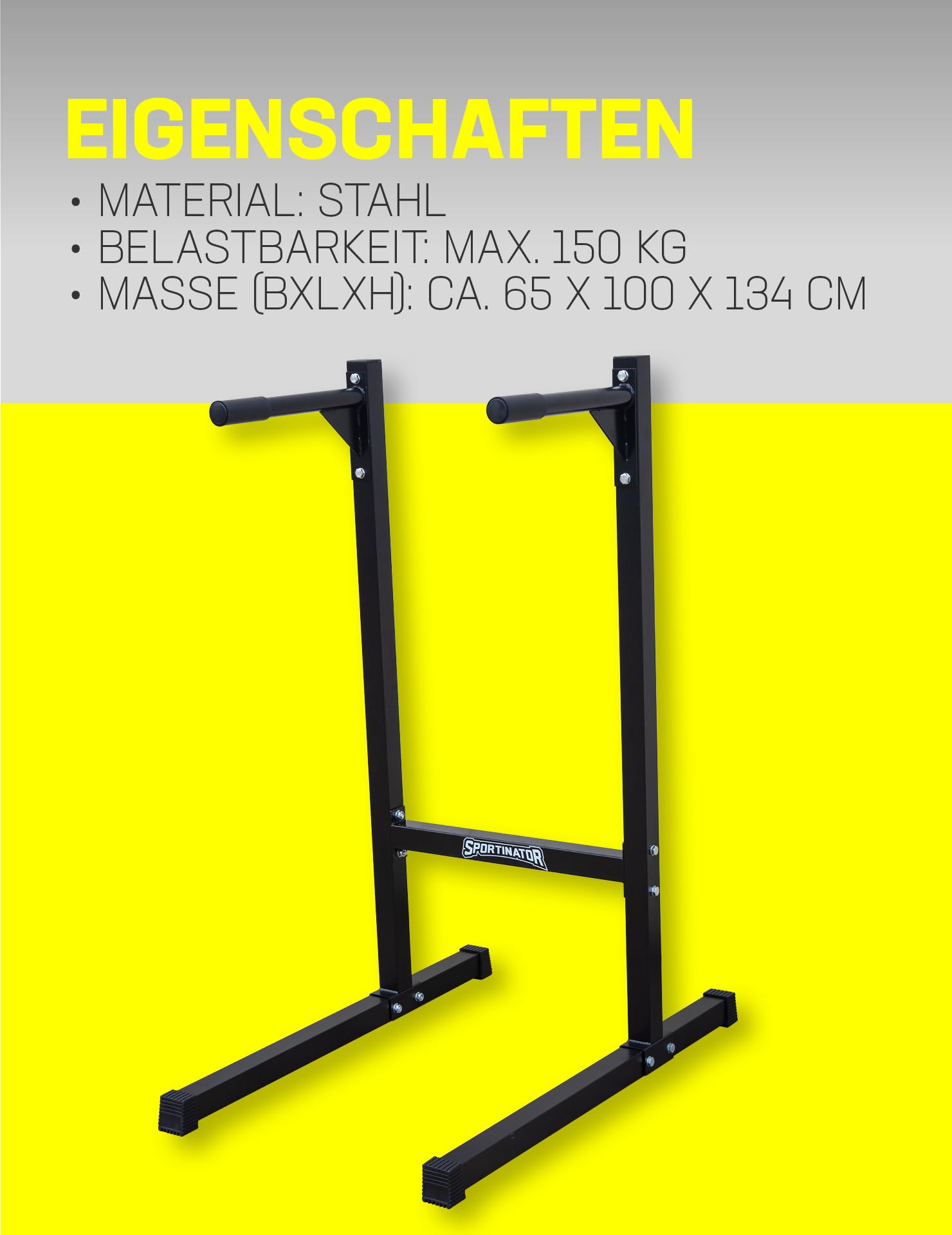 SPORTINATOR® Dip Station - Torre de entrenamiento de fuerza (altura: 134 cm hasta máx. 150 kg)