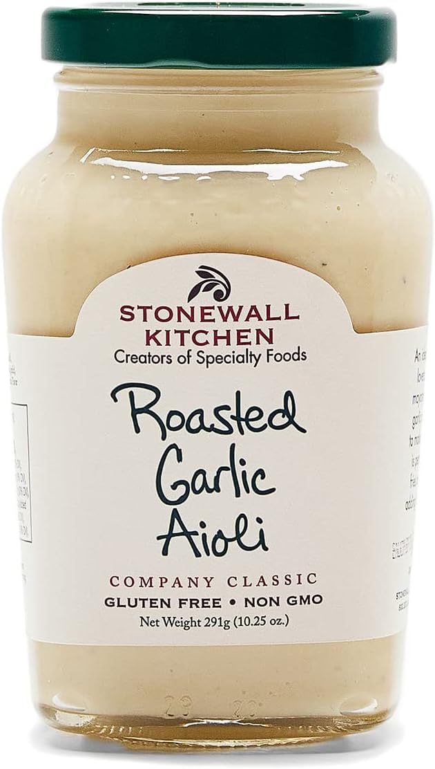 Stonewall Kitchen Roasted Garlic Aioli, 291g Jar, Creamy Garlic Aioli with Bold Flavour, Gourmet Sauce for Burgers, Meat, and More