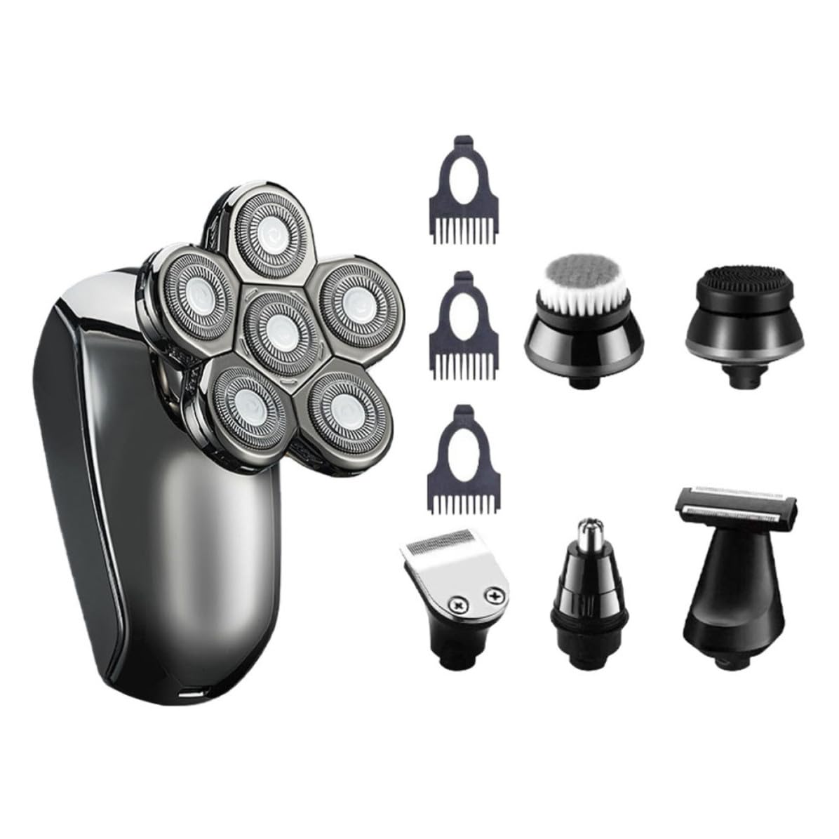 Rasoir Électrique Rechargeable à Six Têtes Structure Étanche USB, pour Hommes, Utilisation Portable à Domicile Hôtel, Matériau ABS, Usage Lavable