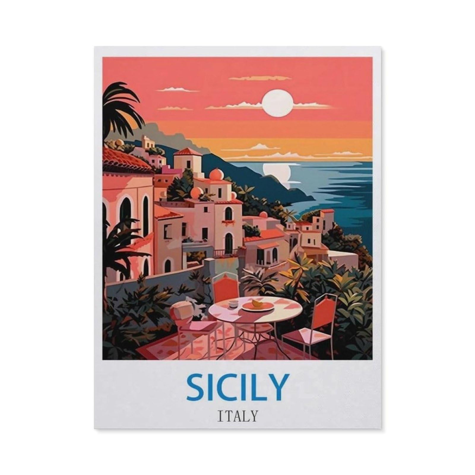 BEAYODKP 5D Diamond Painting，Sicily Italy，Diamond Embroidery Cross Stitch（40 x 50 cm/15.74 x 19.68 inches）-CK85