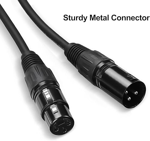 Miniatura 4 de Cable DMX de 10 pies, paquete de 4 cables de luz DMX de 9.8 ft, cables DMX de 3 pines, cable de señal XLR macho a hembra con conectores metálicos