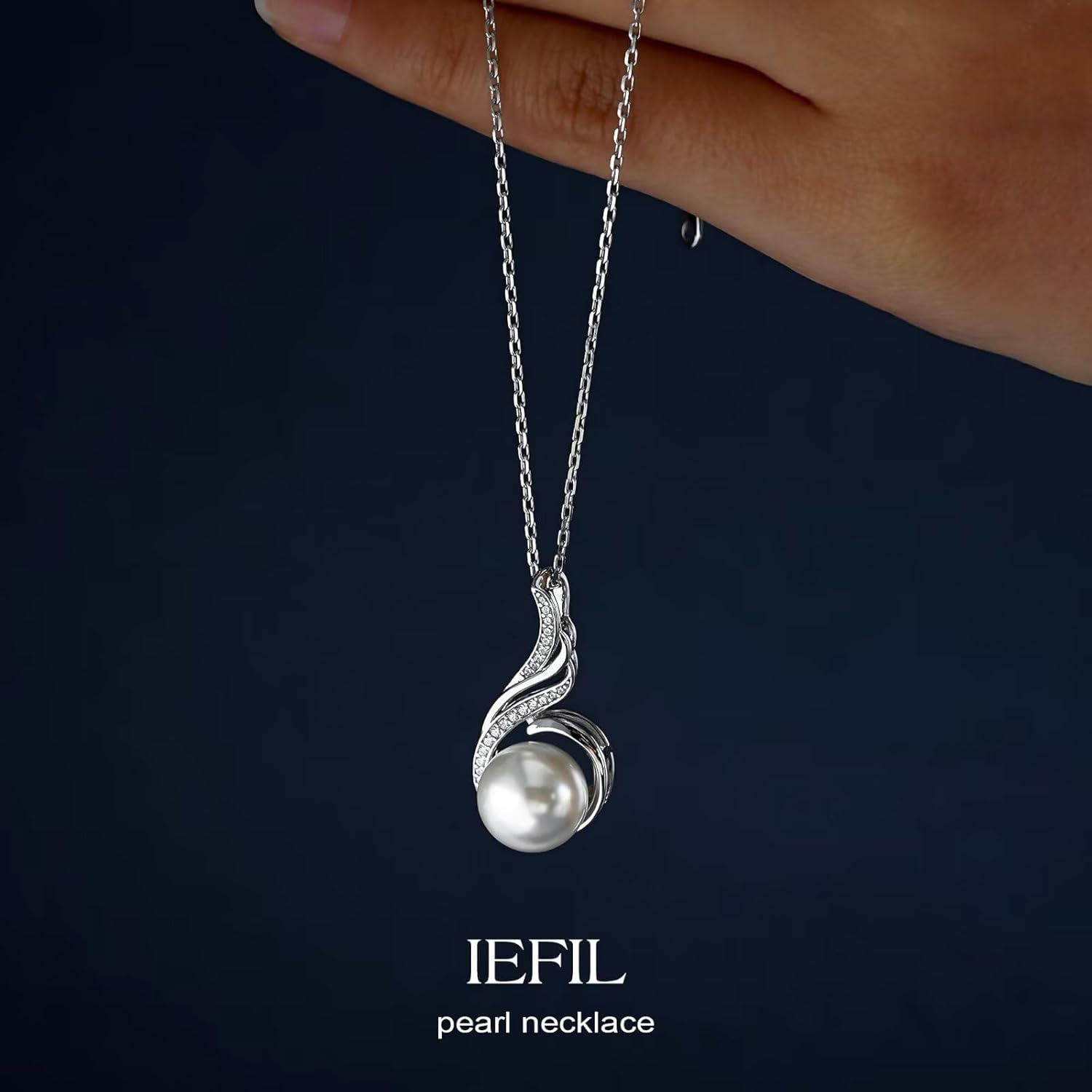 Iefil Mothers Day Gifts - 925 Sterling Silver 10-11mm Freshwater Pearl Necklace, Anniversary Birthday Gifts for Women Wife Girlfriend