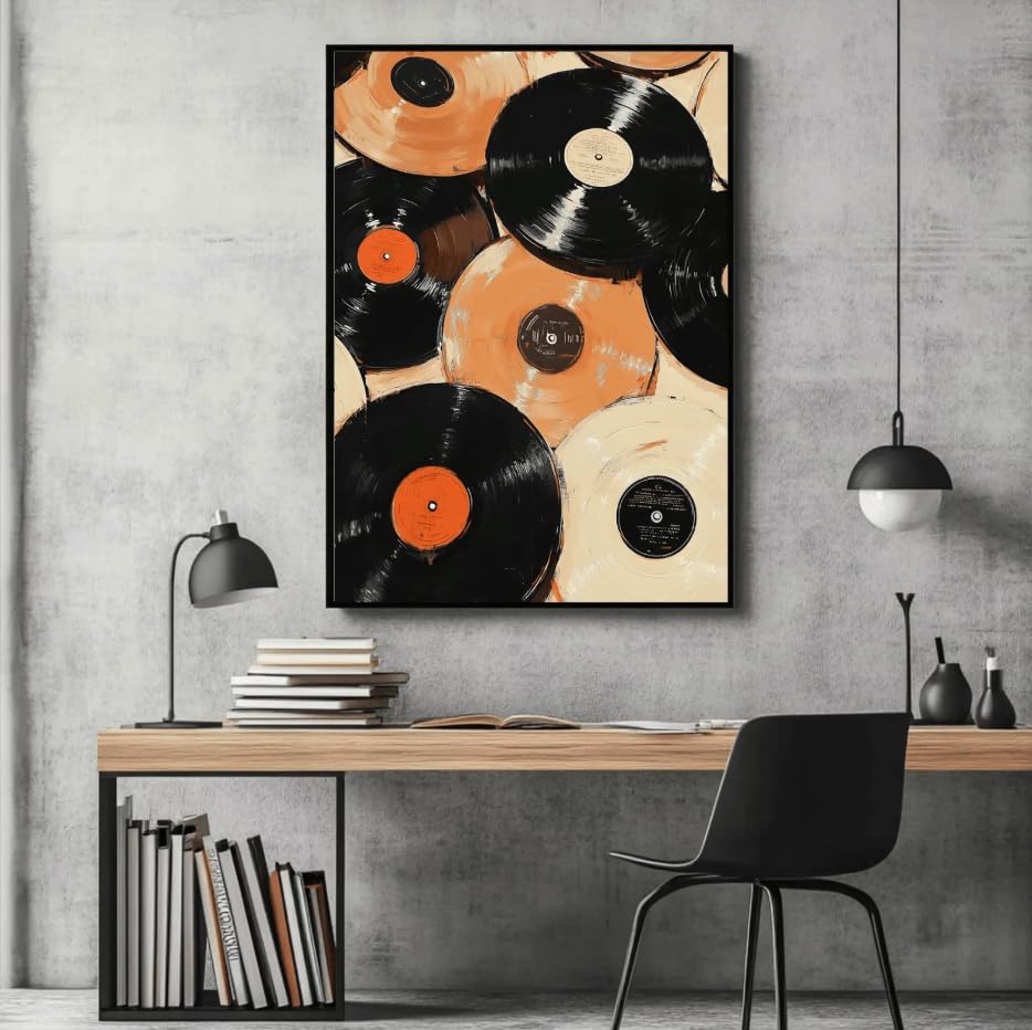 Tableau mural éclectique vintage vinyles THeirmoN 60x80cm - 4
