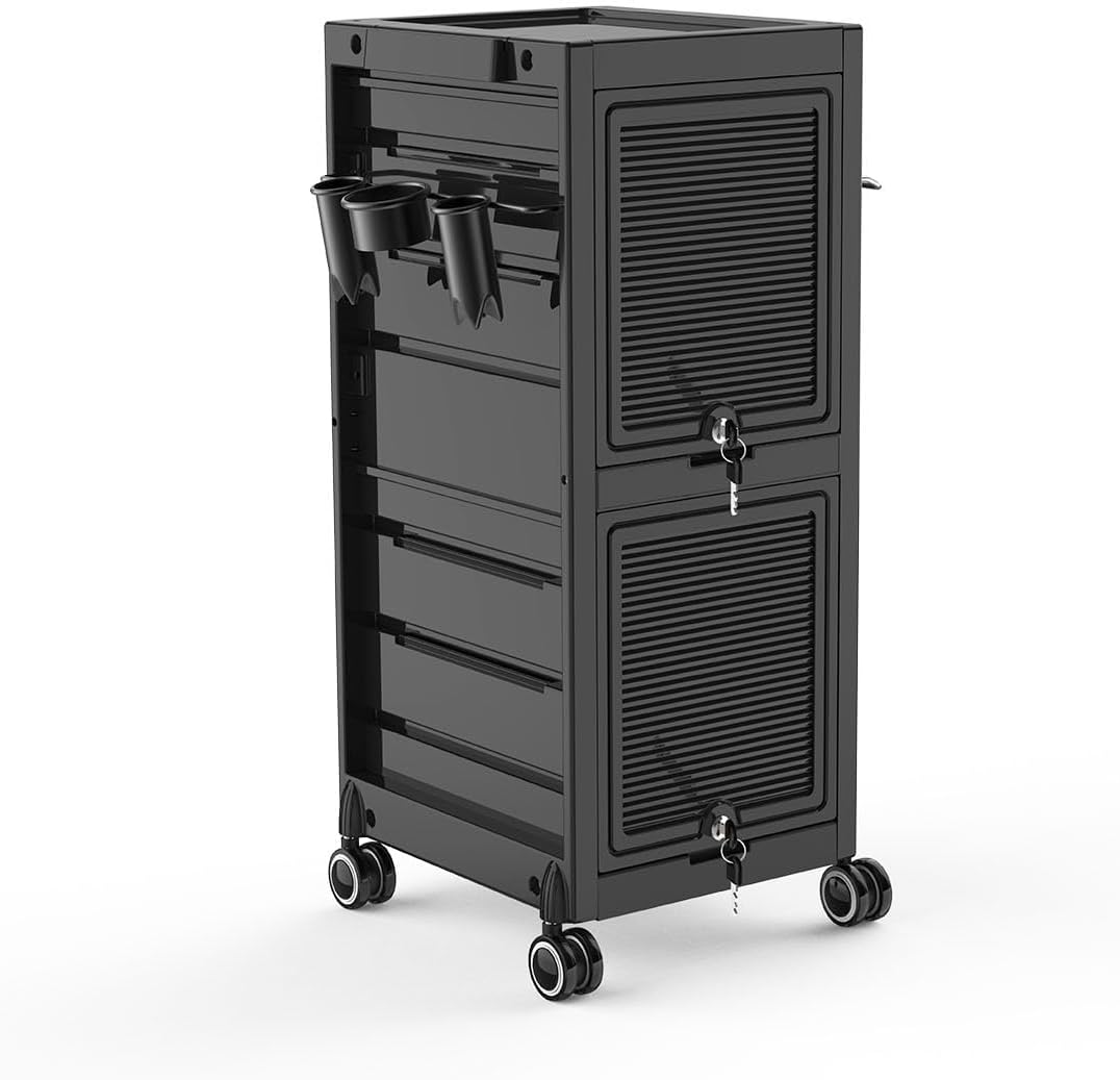Photo 1 of  Salon Trolley Cart - 3 Heat Resistant Holders, Rolling Wheels, 2 Keys, 6 Trays 