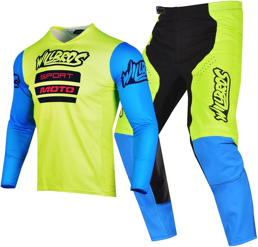 MX Motocross Jersey Trousers Combo Dirt Bike Riding Protection Moto Gear Set Adult
