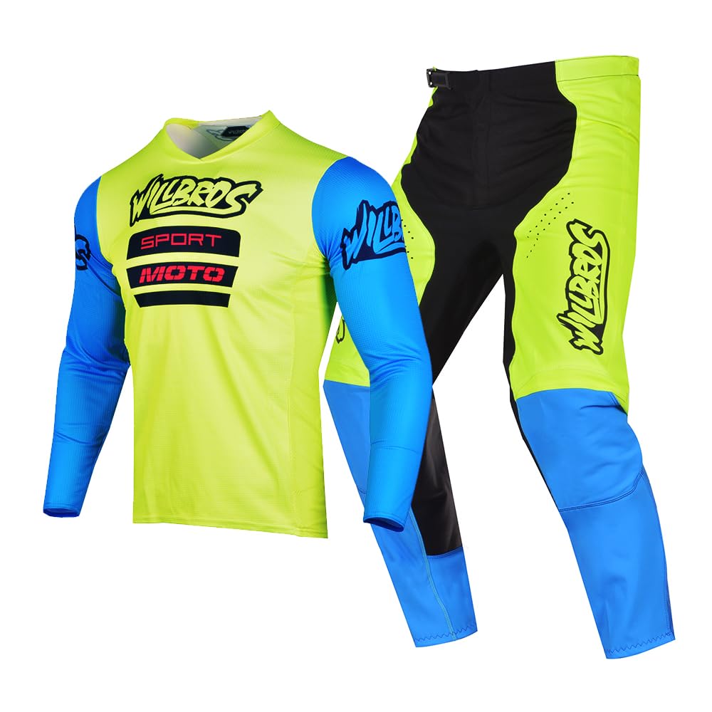 Pantalones de Jersey Camiseta de Motocross MX Traje Bicicleta Todoterreno Equipo de Protección para Motocicletas Adultos
