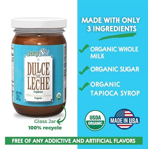 Miniatura 2 de DairySky Dulce de Leche Milk - Salsa de caramelo de leche orgánica para coberturas de helado jarabe de chocolate de caramelo cejeta  Salsa de