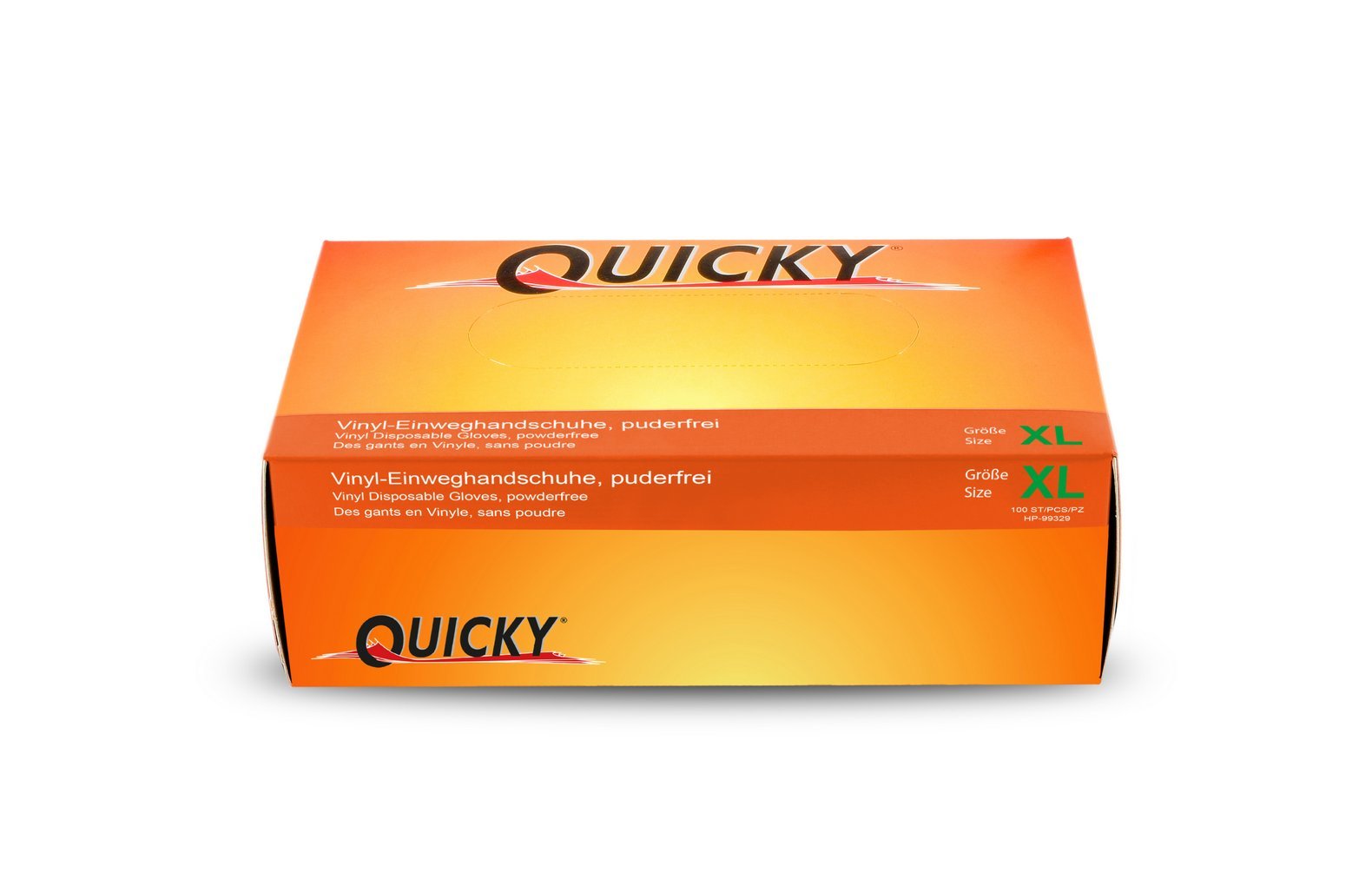 Quicky AQL 1.5 Lot de 10 boîtes de 100 gants jetables en vinyle Non poudrés Blanc Taille XL