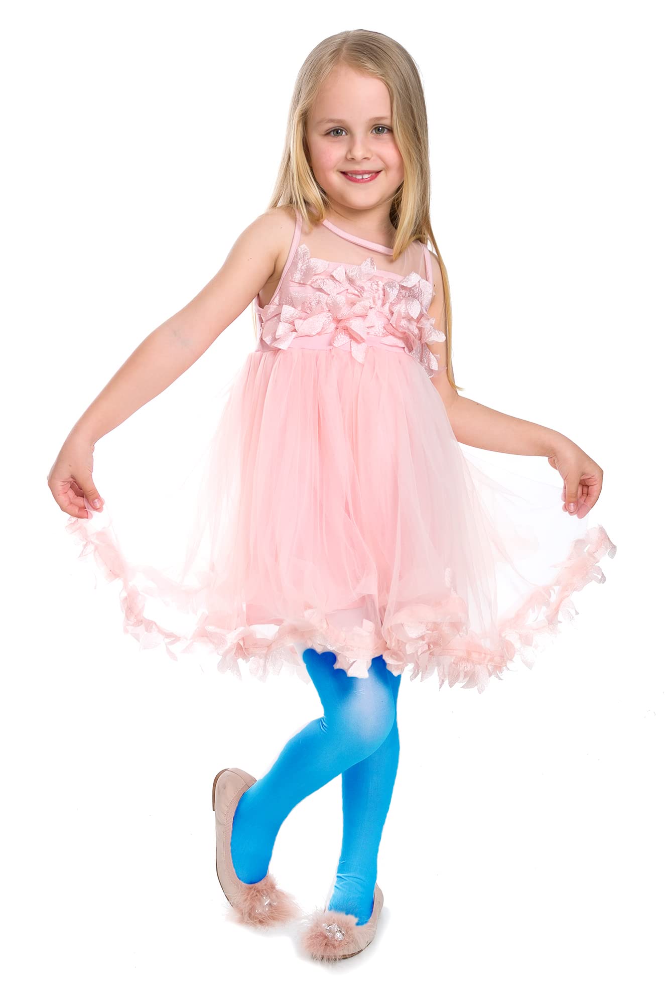 Hi!Mom Girls Denim Plain Microfiber Opaque Tights 50 Den Kids Soft School Uniform Pantyhose 3/4 Years Zuza