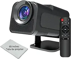 Projetor Portátil HY320 Mini - Tela 60" para Casa e Viagem Wi-Fi 6 Bluetooth 5.1 Android 13 4K HD 160 ANSI Lumens 30.000h Vida Útil Inclui Controle e Cabos
