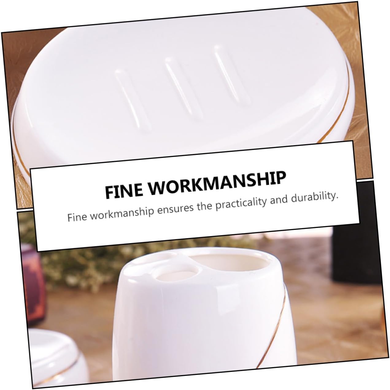 Zerodeko Bathroom Toiletry Set Toothpaste Holder Brush Cup Soap Dispenser 5pc Kit