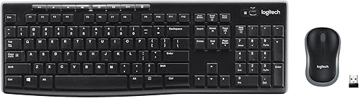 Logitech MK270 Wireless Keyboard and Mouse Combo for Windows, 2.4 GHz, 8 Multimedia Keys, PC, Laptop, Wireless Keyboard Compact Mouse Combo - Black