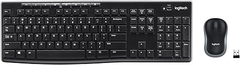 Logitech MK270 Wireless Keyboard and Mouse Combo for Windows, 2.4 GHz, 8 Multimedia Keys, PC, Laptop, Wireless Keyboard Compact Mouse Combo - Black