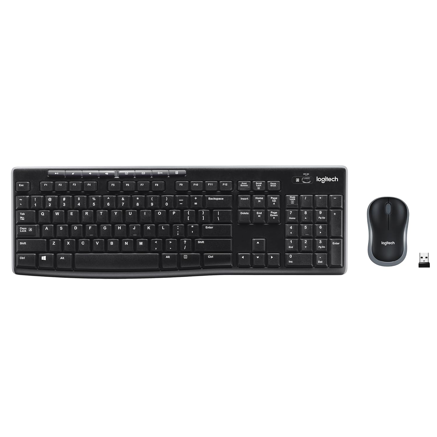 Logitech MK270 Wireless Keyboard and Mouse Combo for Windows, 2.4 GHz Wireless, Compact Mouse, 8 Multimedia and Shortcut Keys, 2-Year Battery Life, for PC, Laptop